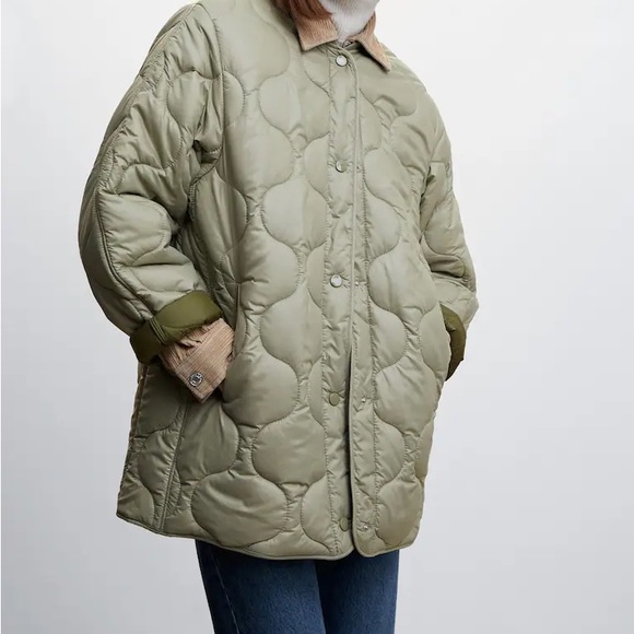 Mango MNG satin quilted padded blogger favorite puffer jacket water repellent - Picture 2 of 9